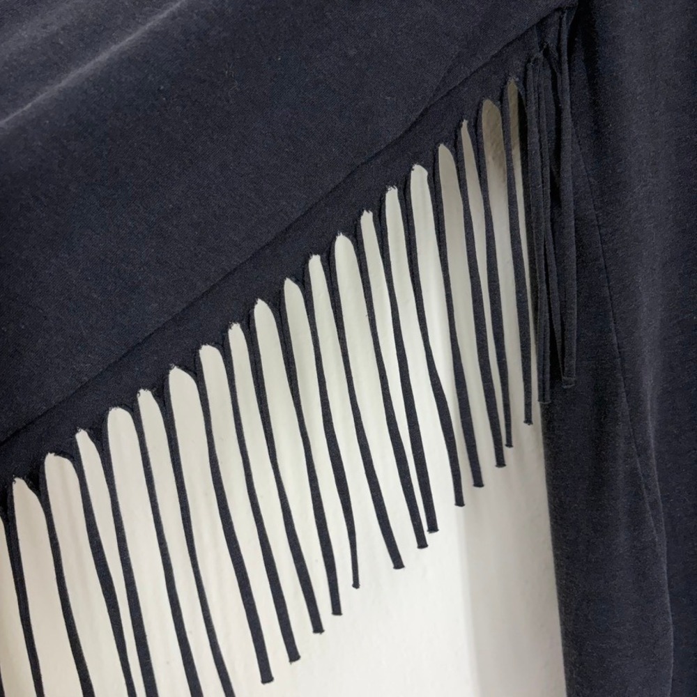 Women's Cardigan M Black Fringe Silver Concho Boho Longline Cowgirl Western Chic - Picture 6 of 9